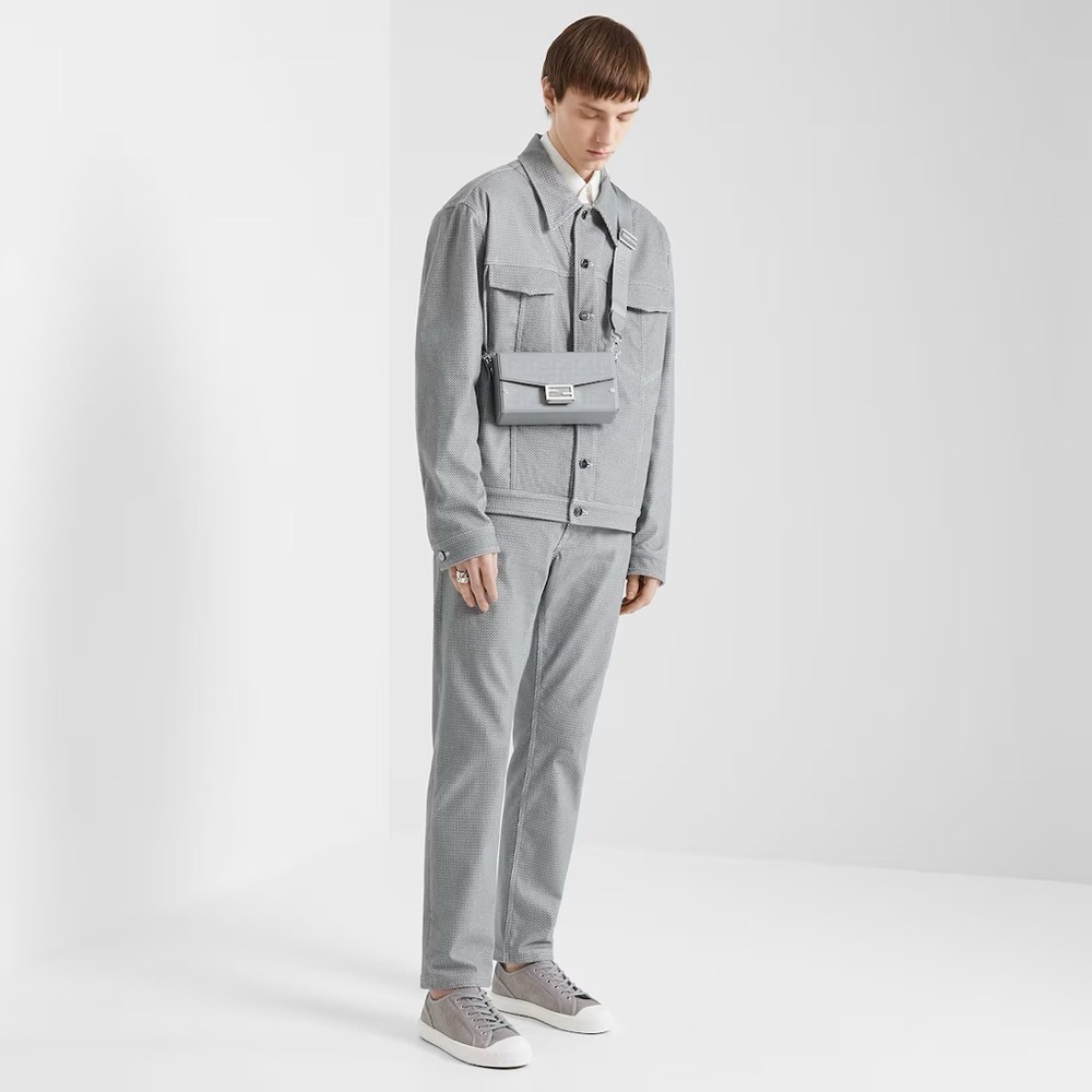 Fendi Signature Logo Shirt Jacket Gray